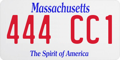 MA license plate 444CC1