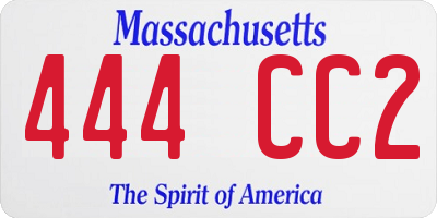 MA license plate 444CC2