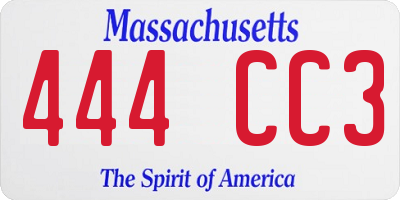 MA license plate 444CC3