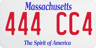 MA license plate 444CC4