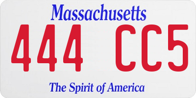 MA license plate 444CC5