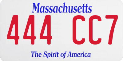 MA license plate 444CC7