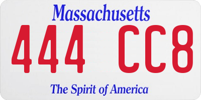 MA license plate 444CC8