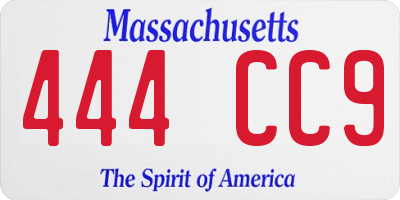 MA license plate 444CC9