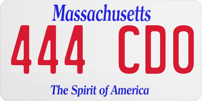 MA license plate 444CD0