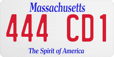 MA license plate 444CD1