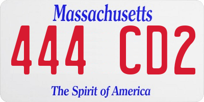 MA license plate 444CD2
