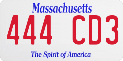 MA license plate 444CD3