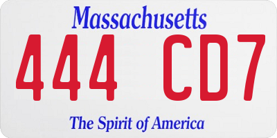 MA license plate 444CD7