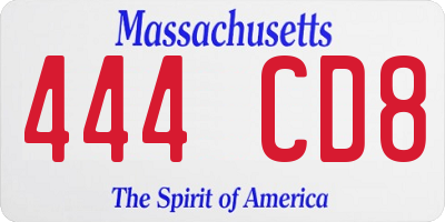 MA license plate 444CD8