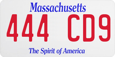 MA license plate 444CD9