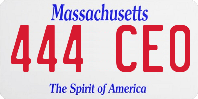 MA license plate 444CE0