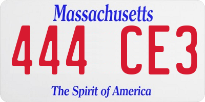 MA license plate 444CE3