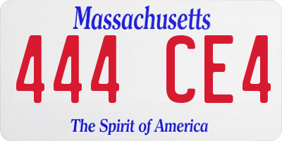 MA license plate 444CE4