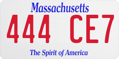 MA license plate 444CE7