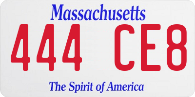 MA license plate 444CE8