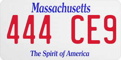 MA license plate 444CE9