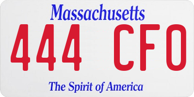 MA license plate 444CF0