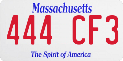 MA license plate 444CF3