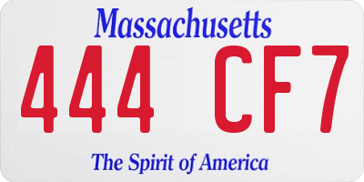 MA license plate 444CF7