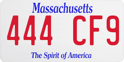 MA license plate 444CF9