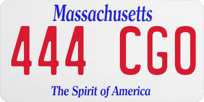 MA license plate 444CG0