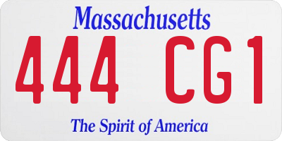 MA license plate 444CG1
