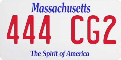 MA license plate 444CG2