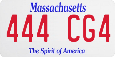 MA license plate 444CG4