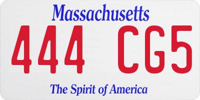MA license plate 444CG5