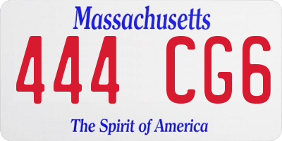 MA license plate 444CG6