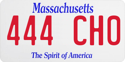 MA license plate 444CH0