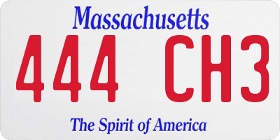 MA license plate 444CH3
