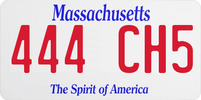MA license plate 444CH5