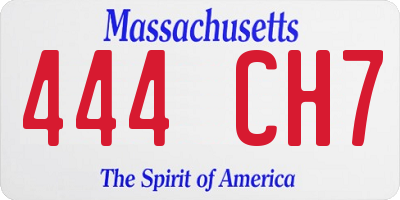 MA license plate 444CH7