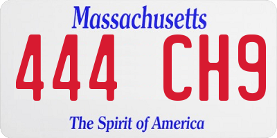 MA license plate 444CH9
