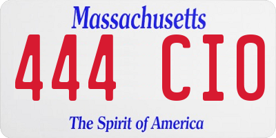 MA license plate 444CI0