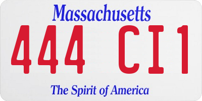 MA license plate 444CI1