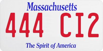 MA license plate 444CI2