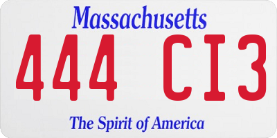MA license plate 444CI3