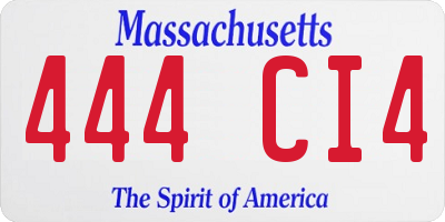 MA license plate 444CI4