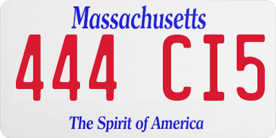 MA license plate 444CI5