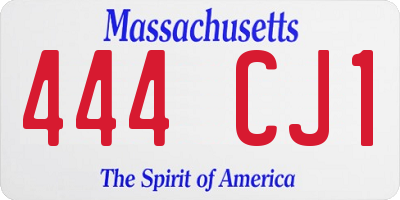 MA license plate 444CJ1