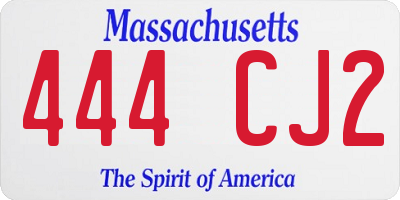 MA license plate 444CJ2