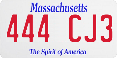 MA license plate 444CJ3