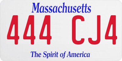 MA license plate 444CJ4