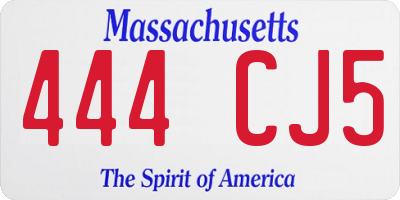 MA license plate 444CJ5