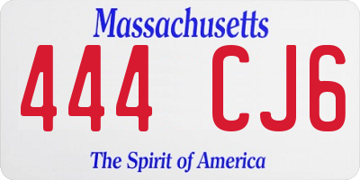 MA license plate 444CJ6