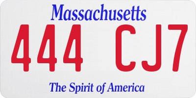 MA license plate 444CJ7