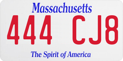 MA license plate 444CJ8